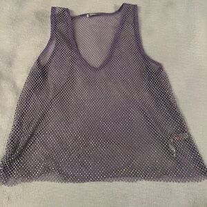 Free People Purple Mesh Tank Top